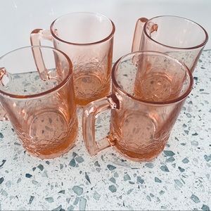 Pink Depression Glass Mugs Set Of 4